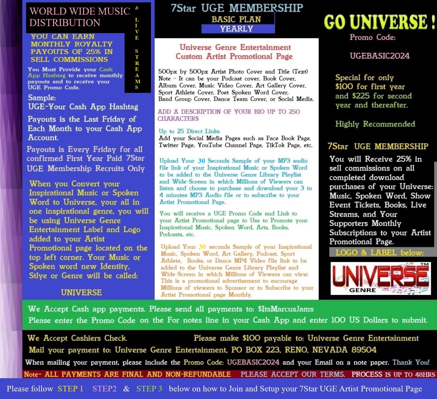 Go Universe Genre Entertainment is your 7star media network and World-wide Music Distribution